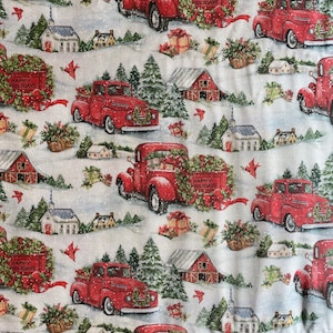 Susan Winget Christmas Fabric: Barn, Truck & Wreath Cotton