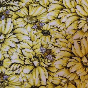 Queen Bee packed yellow floral Premium Cotton Fabric  by the yard 100% cotton for clothing ,crafts and quilting