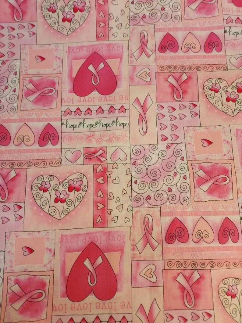Pink Ribbon Quilt Pattern Pink Ribbon Patchwork Quilt Fabric: Breast Cancer Awareness Cotton - Etsy