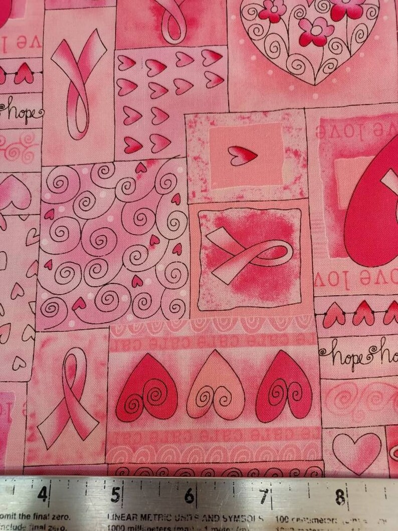 Pink Ribbon Quilt Pattern Pink Ribbon Patchwork Quilt Fabric: Breast Cancer Awareness Cotton - Etsy