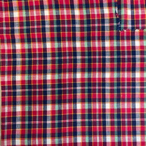 Red, Green, and Tan Plaid Cotton Fabric for Crafts & Quilting (Partial 1/2 Yard)