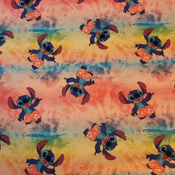 Lilo and Stitch :Tie dye Fabric by the yard 100% cotton for clothing ,crafts and quiltingB.T.Y.,1/2,1/4,fat quarter