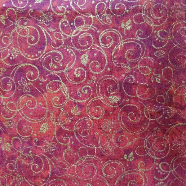 Red Gold Fabric Etsy