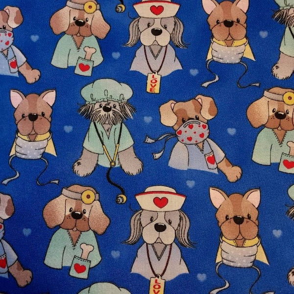 Medical Doggies novelty prints Fabric by the yard 100% cotton for clothing ,crafts and quilting ,bty 1/4 1/2 3/4