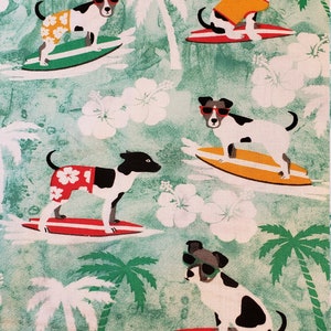 surfing dogs Fabric by the yard 100% cotton for clothing ,crafts and quilting ,bty 1/4 1/2 3/4