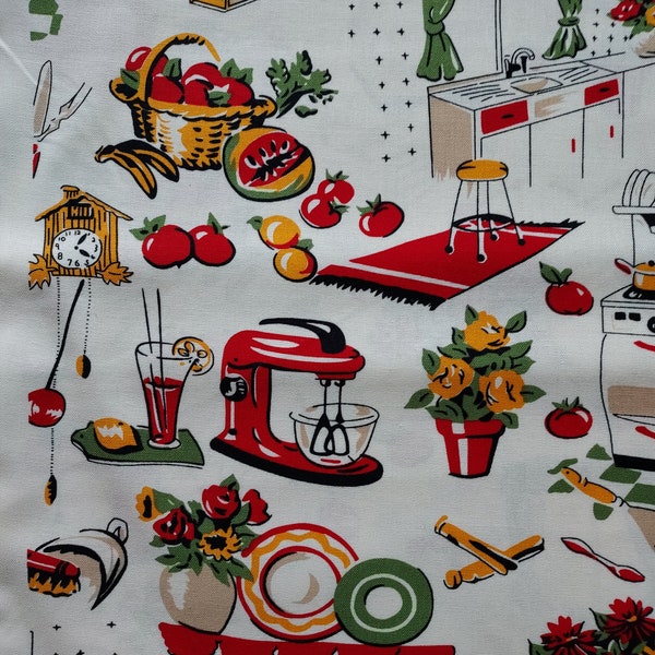 Michael Miller Fifties kitchen Fabric by the yard 100% cotton for clothing ,crafts and quilting , bty 1/4 1/2 3/4