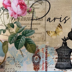 Tela de algodón 100 % con collage de Belle Fleur Paris de Timeless Treasures, varios tamaños, 3/4, 1/2, 1/4 y cuarto de grasa