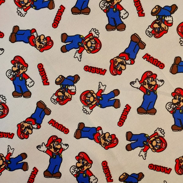 Nintendo Mario 100% cotton for clothing ,crafts and quilting ,doll clothes,fat quarter