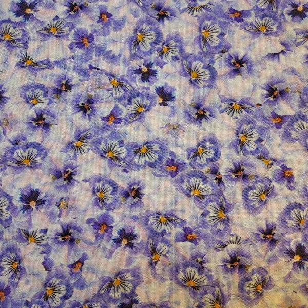 Dreamland purple  pansy packed Premium Cotton Fabric. 100% cotton for clothing ,crafts and Quilting B.T.Y. 3/4,1/2,1/4,fat quarter