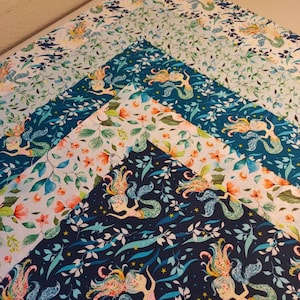 Mermaid Cotton Fabric Fat Quarter Bundle: Aqua, Floral, Blue - 5 FQ&#39;s