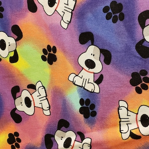 Pup On Multi Tie Dye Novelty Cotton Fabric 100% cotton for clothing ,crafts and quilting Remnant 42" x 6”,fat quarter