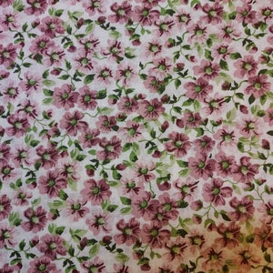 Mauve Floral Fabric: 100% Cotton for Sewing & Quilting