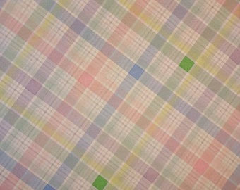 Pastel Plaid Cotton Fabric: Spring Easter Quilting, Crafts