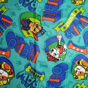 Nickelodeon Paw patrol Aqua Fabric 100% cotton for clothing ,crafts and quilting.B.T.Y.