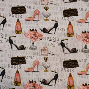New Paris Fashion Forever Glam Couture Milan talons aiguilles fleurs Vêtements 100 % coton, travaux manuels et courtepointe, B.T.Y.3/4,1/2,1/4, gros quartier