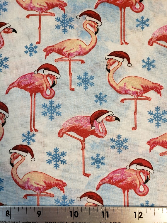 Tissu de Noel flamant rose par metre 100 coton pour vetements travaux manuels et courtepointe env. 1 2 Etsy Canada