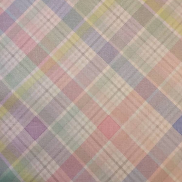 Tissu de coton de Pâques à carreaux printanier pastel 100 % coton par mètre pour vêtements, travaux manuels et courtepointe, B.T.Y. 1/2,1/4, quartier gras