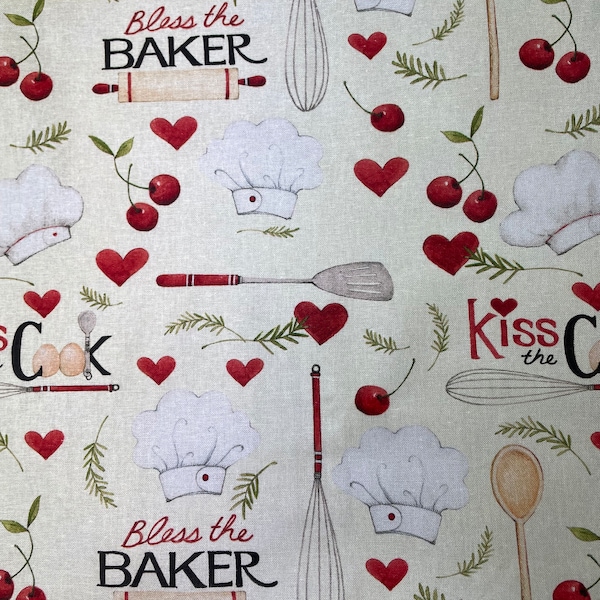 Bless the baker Fabric,100% cotton for clothing ,crafts and quilting,Single yard