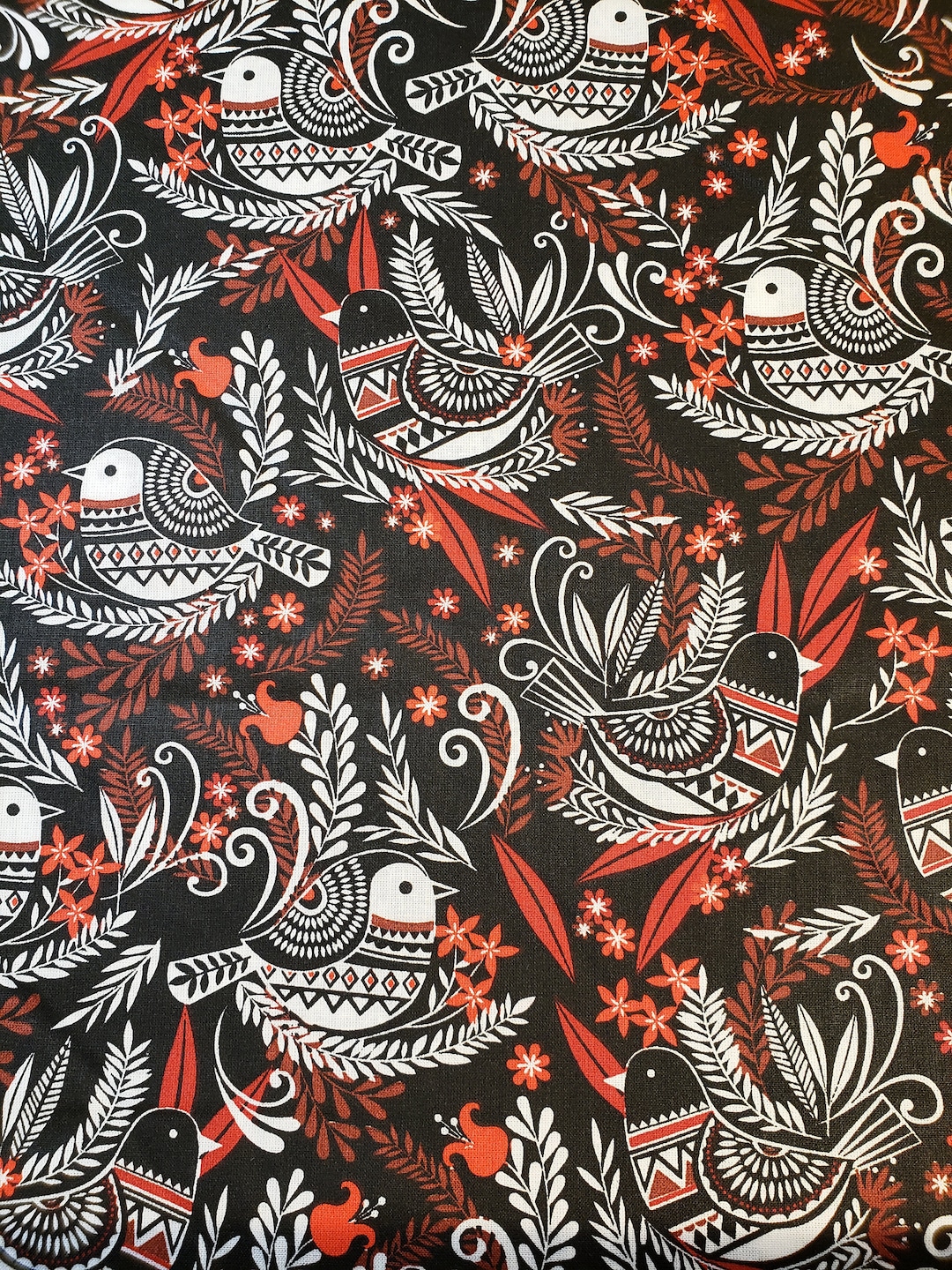 Quilter's Showcase Cotton Fabric Black Whimsical Bird. 100 Cotton for Clothing ,crafts and