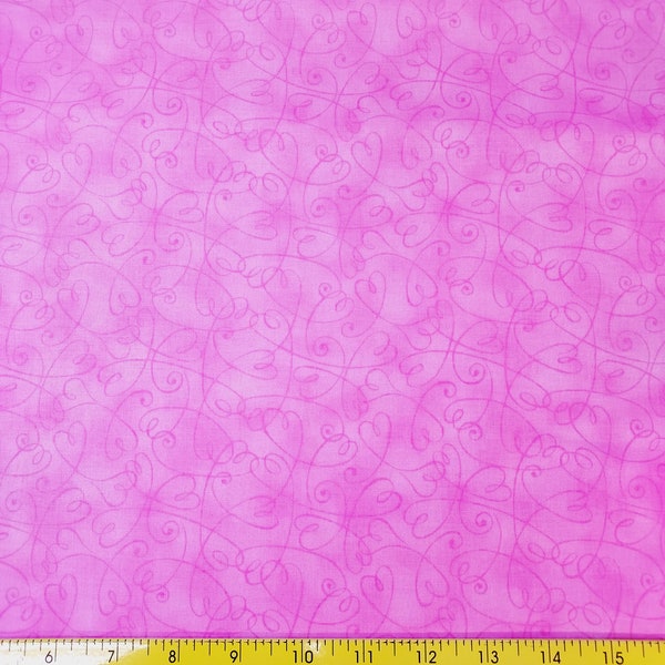 Tonal pink swirl hearts valentine Fabric by the yard 100% cotton for clothing ,crafts and quilting ,bty 1/4 1/2 3/4