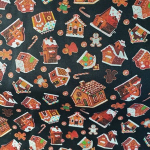 Gingerbread  House cookies Fabric 100% cotton for clothing ,crafts and quilting ,