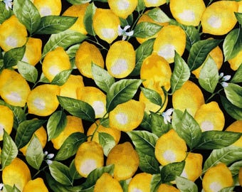 Lemon Print Cotton Fabric, 100% Cotton for Sewing, Quilting (By the Yard)