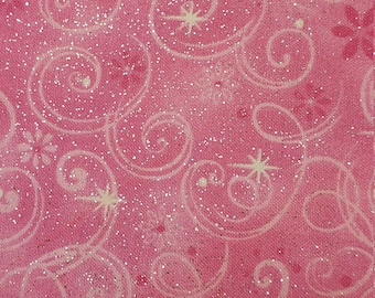 Traditions Pink Fairy Swirl Quilting Fabric: Glitter, 100% Cotton (Out of Print)