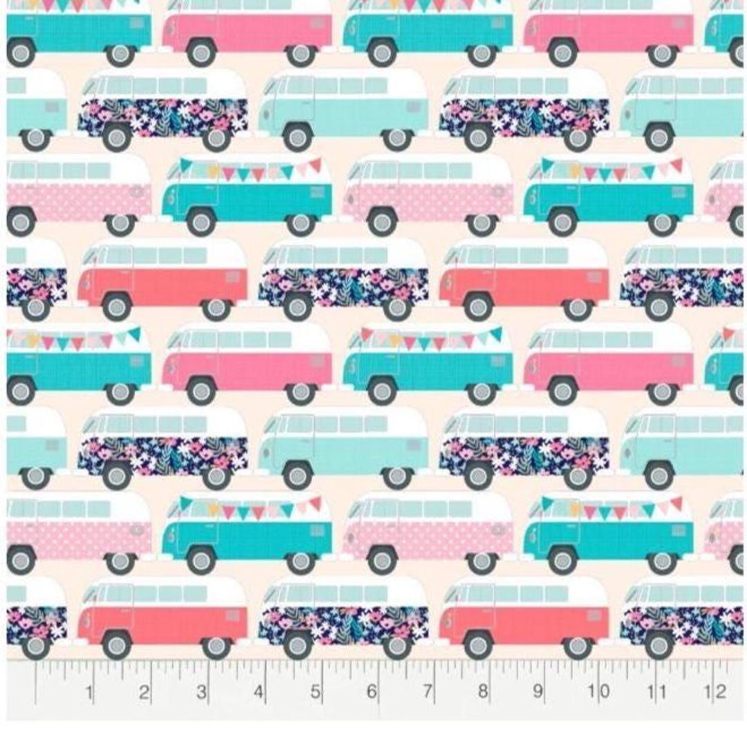 Volkswagen Bus Style Novelty Fabric 100% Cotton for Clothing ,crafts ...