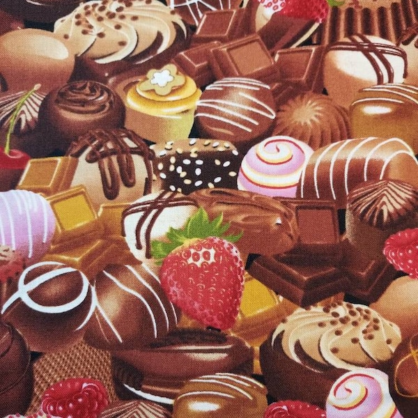 Dipped dessert chocolates timeless Treasures Premium  Fabric  100% cotton for clothing ,crafts and quilting. bty 1/4 1/2 3/4