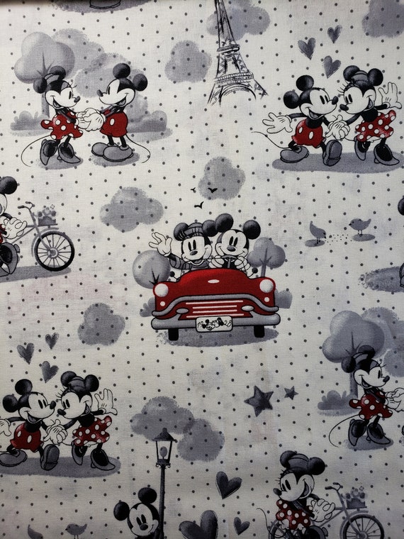 Disney Mickey and Minnie Mouse Vintage Fabric by the Yard 100% Cotton for  Clothing ,crafts and Quilting , 