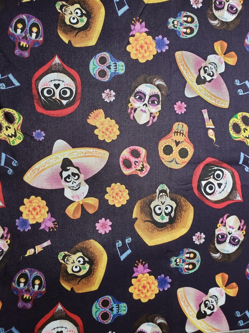 Disney Coco Fabric, Skull Print, 100% Cotton, Single Yard image 1