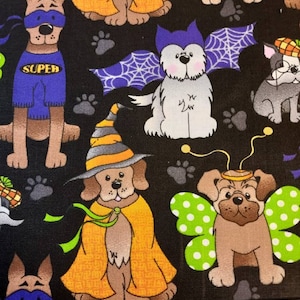 Halloween Dog Costume Party Fabric: Black Cotton Quilting Fabric