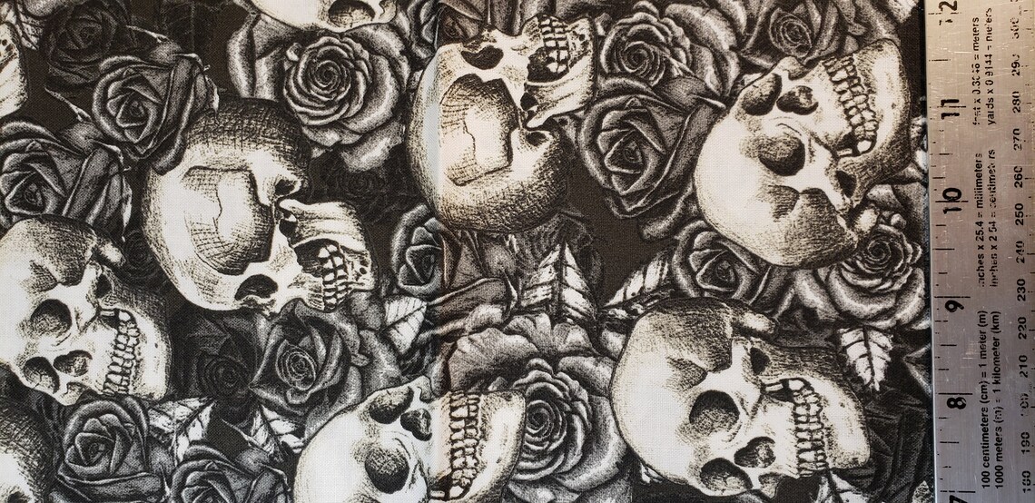 Skulls Fabric by the Yard 100 Cotton for Clothing crafts and Etsy