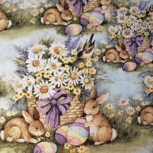 Susan Winget Easter Bunnies Cotton Fabric: Garden Theme