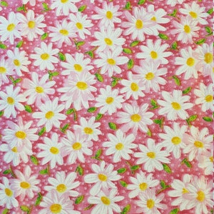 Packed Daisy's on pink Fabric 100% cotton for clothing ,crafts and quilting ,B.T.Y. 3/4/,1/2/.1/4,fat quarter