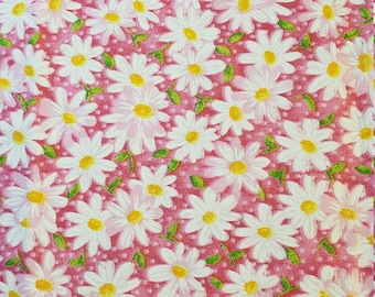 14 Choose a size 12 or by the yard Small Spaced Daisy on Blue Dasies Flowers 100/% Cotton Fabric FQ Fat Quarter