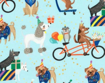 Tela con estampado de perros de fiesta, algodón para patchwork