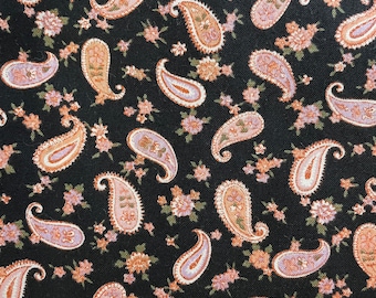 Vintage Peach Paisley Floral Cotton Fabric: Quilting & Crafts