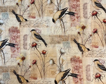 Goldfinch Thistle patch Susan Winget 100% cotton for clothing ,crafts and quilting ,BTY,3/4,1/2,1/4,fat quarter
