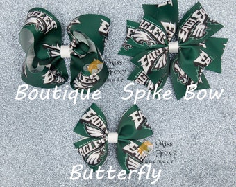 Philadelphia Eagles Football Hair Bow | Toddler Girls Hair Bow | Baby Headband | Spike Bow | Butterfly | Cheer Bow | Philly Eagles