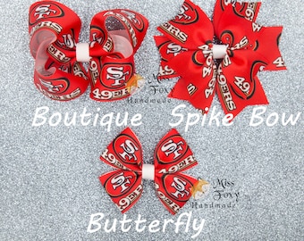 San Francisco 49ers Football Hair Bow | Toddler Girls Hair Bow | Baby Headband | Spike Bow | Butterfly | SF 49ers Sport Cheer Bow