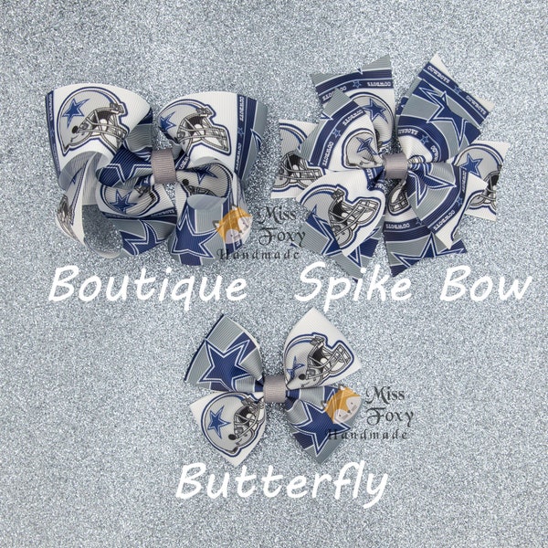 Dallas Cowboys Football Hair Bow | Toddler Girls Hair Bow | Baby Headband | Spike Bow | Butterfly | Dallas Cowboys Hair Clip Bow