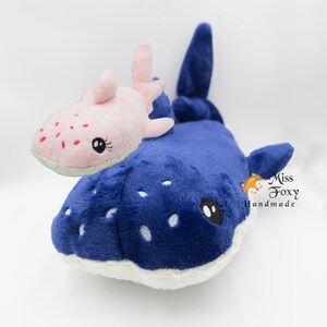 Whale Shark Sea Creature Minky Plush Stuffie, Personalized Embroidered Handmade Stuffed Cuddle Gift