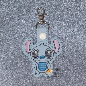 Cute Alien Dog Little Monster Vinyl Keychain | Key Fob | Backpack Charm | Zipper Pull | Luggage Tag | Embroidered Vinyl
