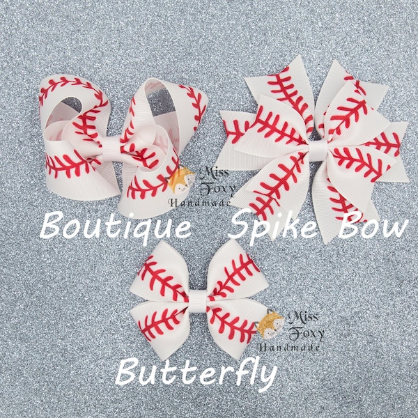 Baseball Pattern Printed Hair Bow | Toddler Hair Bows | Girls Hair Bow | Baby Headband | Spike Bow | Butterfly | Sport Team Baseball