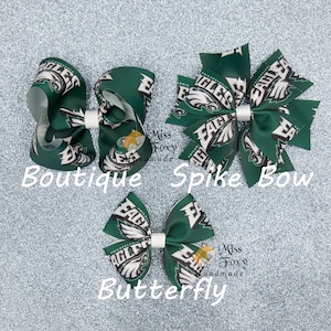 Philadelphia Eagles Football Hair Bow | Toddler Girls Hair Bow | Baby Headband | Spike Bow | Butterfly | Cheer Bow | Philly Eagles