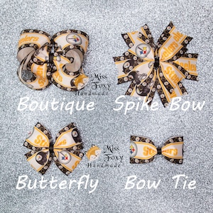 Pittsburgh Steelers Football Hair Bow | Toddler Hair Bows | Girls Hair Bow | Baby Headband | Spike Bow | Butterfly | Steeler Hair Clip