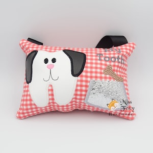 Oreiller mignon de fée de dent perdue de chien | Sac à dents personnalisé | Oreiller de dent perdue | Accroche-porte de fée des dents | Poche à dents rembourrée en peluche