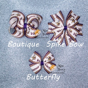 Minnesota Vikings Football Hair Bow | Toddler Girls Hair Bow | Baby Headband | Spike Bow | Butterfly | Viking Hair Clip Bow