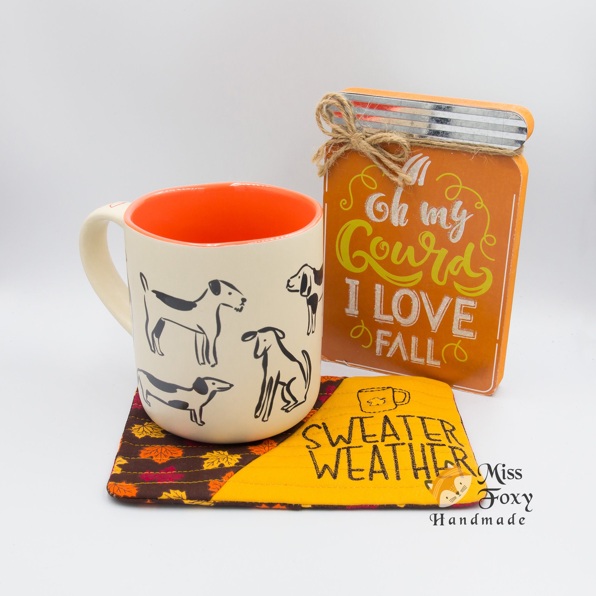 Mug Rug Gift Set of 4 Fall Leaves Coasters Placemat Snack Etsy